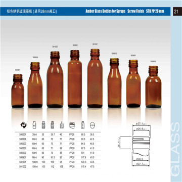 Unterschiedlicher Größe Glasflaschen Amber für Sirupe